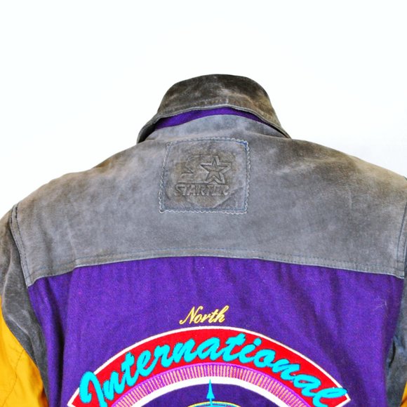 Rugged Terrain X Starter Rare 90's Leather Jacket - Picture 7 of 9